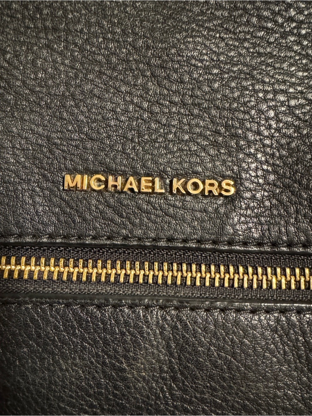 Michael Kors Black Leather Men’s Zip Pouch with Gold Hardware